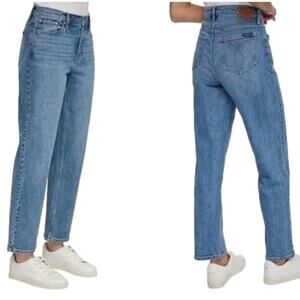 Calvin Klein Jeans Women's High Rise Straight Leg Blue Melody Size 12 NWT
